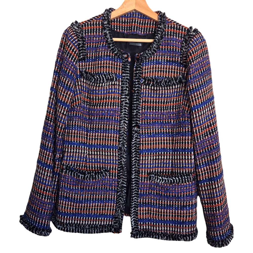 Rachel Zoe | Henri Fringe Jacket Multicolor Pockets Knit Old Money Maximalism